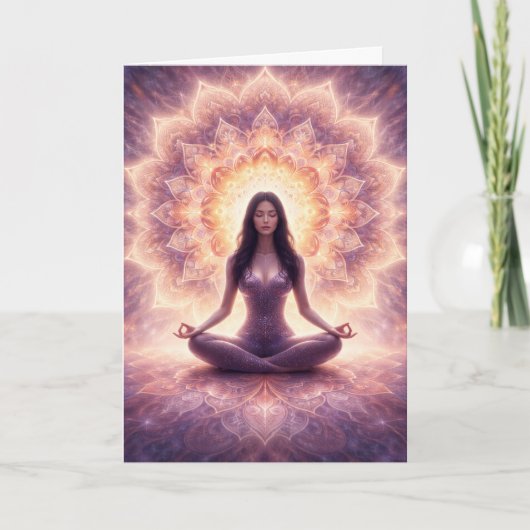 Carte Glowing Mandala Meditation Woman Custom Name       (Devant)