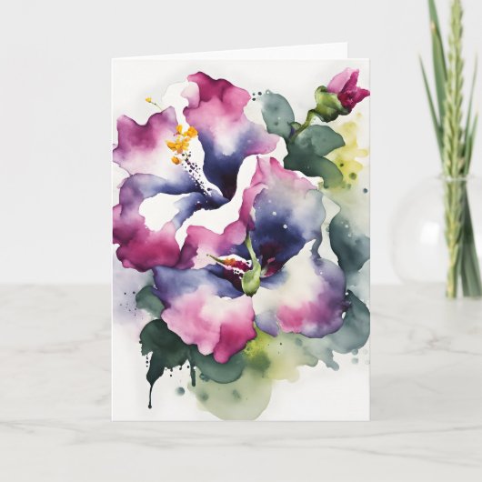 Carte Gloxinia - Fleurs aquarelles (Devant)