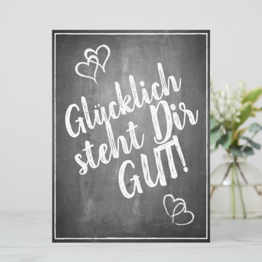 Carte Glücklich steht Dir intestin ! - im Kreidetafelsti (Debout devant)