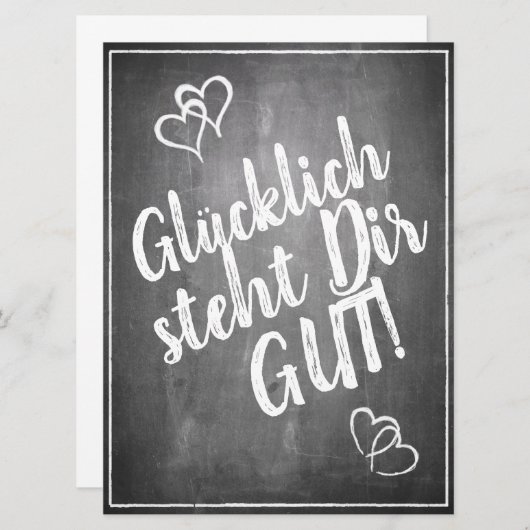 Carte Glücklich steht Dir intestin ! - im Kreidetafelsti (Devant / Derrière)