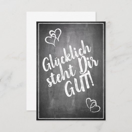 Carte Glücklich steht Dir intestin ! - im Kreidetafelsti (Devant / Derrière)