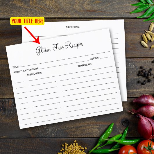 Carte Gluten Free Simple Cuinary Recette Card