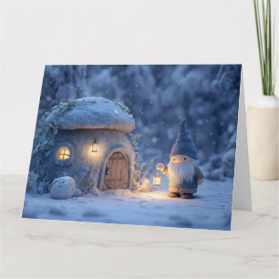 Carte Gnome avec une lanterne à l'extérieur d'une hutte