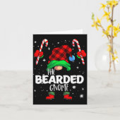 Carte Gnome barbu carreau rouge de buffle famille assort (Fleur jaune)