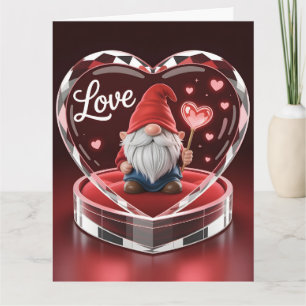 Carte Gnome charmant de la Saint-Valentin dans un présen
