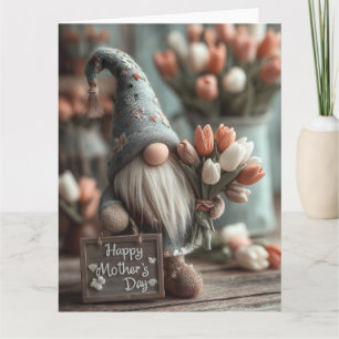 Carte Gnome charmant tenant un panneau "Joyeuse fête des