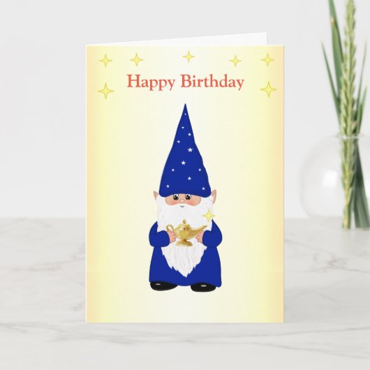 Carte Gnome d'anniversaire avec Lampe magique (Devant)