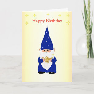Carte Gnome d'anniversaire avec Lampe magique