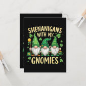 Carte Gnome de la Fête de la Saint-Patrick Chanceux Trèf (Devant/Arrière en situation)