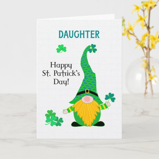 Carte Gnome de la fille St Patrick's Fun Leprechau (Fleur jaune)