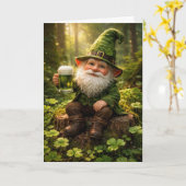 Carte Gnome de la Saint-Patrick avec bière verte (Fleur jaune)