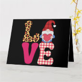 Carte Gnome de l'amour Saint-Valentin Rouge Plaid Buffal (Fleur jaune)