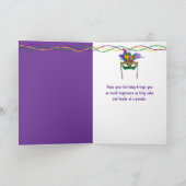 Carte Gnome de Mardi Gras d'anniversaire mangeant une ga (Intérieur)