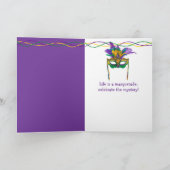 Carte Gnome de Mardi Gras mangeant une galette des rois (Intérieur)