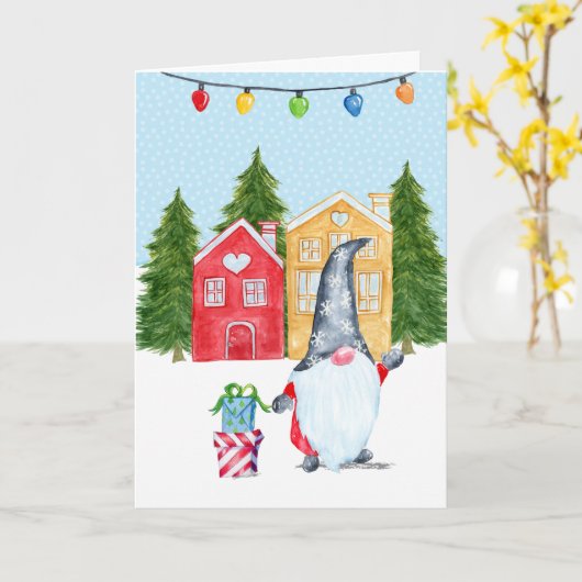 Carte Gnome de Noël mignon (Fleur jaune)