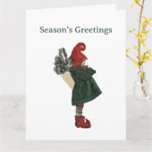 Carte Gnome de Noël Whimsical - Salutation festive (Fleur jaune)