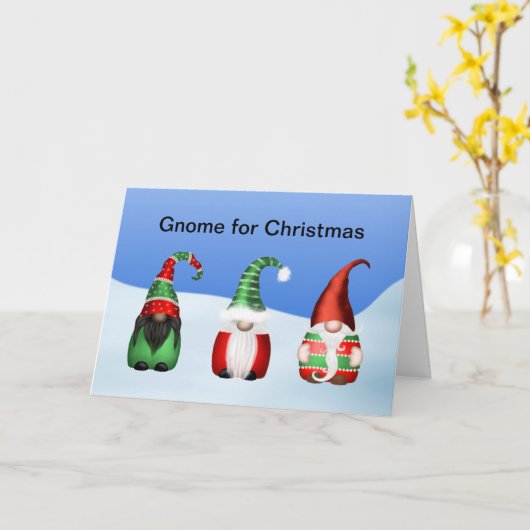 Carte Gnome drôle pour Noël - Trois Gnomes Noël (Fleur jaune)