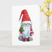 Carte Gnome Gonk De Noël Habillé En Tenue Festive (Fleur jaune)