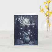 Carte Gnome hiver Forêt de neige Joyeux Noël (Fleur jaune)