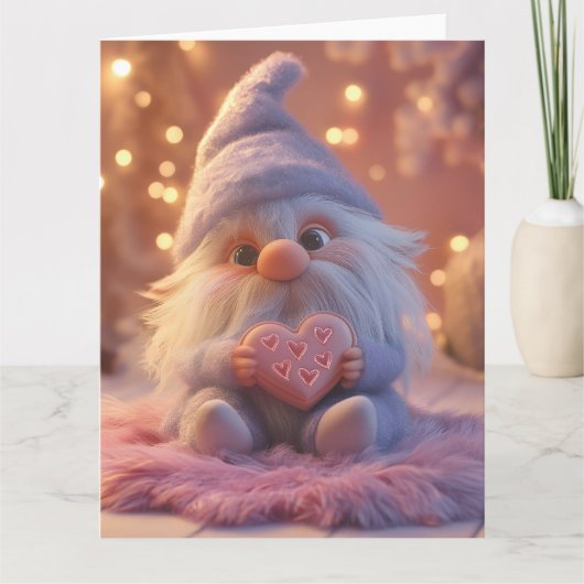 Carte Gnome mignon avec cœur : conception pour la Saint- (Devant)