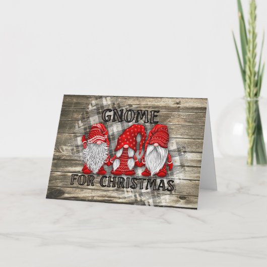 Carte Gnome Pour Noël Plaid Rustic Country Farmhouse (Devant)