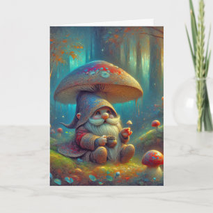Carte Gnome sous un champignon anniversaire