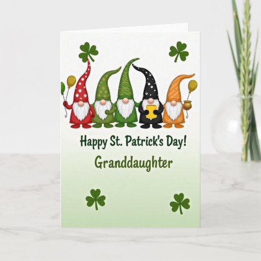 Carte Gnome St Patricks Day Granddaughter Card (Devant)