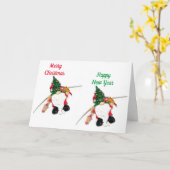 CARTE GNOME VOEUX POUR NOËL / NOUVEL AN AUSSI ! (Fleur jaune)