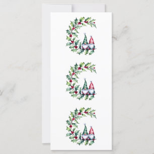 Carte Gnomes D'Aquarelle De Noël Assis Sur Holly Twig