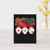 Carte Gnomes de la Saint-Valentin tenant un cœur de léop (Fleur jaune)