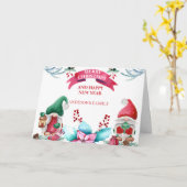 Carte Gnomes De Noël Et Poinsettia (Fleur jaune)