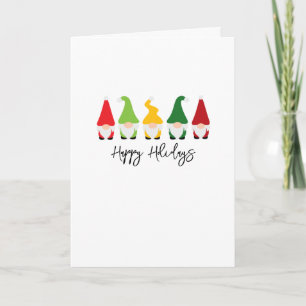 Carte Gnomes de Noël Joyeuses Fêtes Couleurs Festives