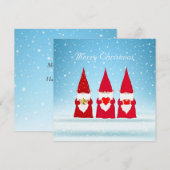 Carte Gnomes de Noël sur fond bleu clair (Devant / Derrière)