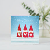 Carte Gnomes de Noël sur fond bleu clair (Debout devant)