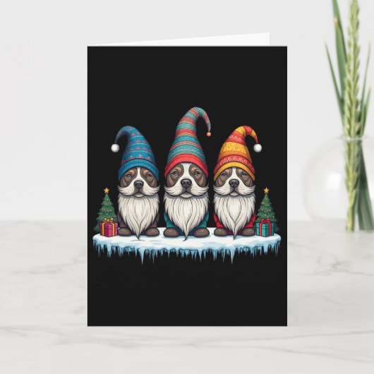 Carte Gnomes drôles de Pitbull Noël Gnome Femmes Hommes (Devant)