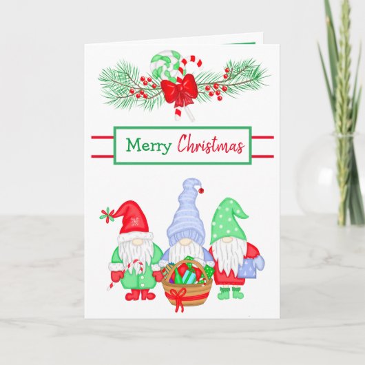 Carte Gnomes Festifs mignons Noël de Noël (Devant)