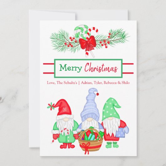 Carte Gnomes Festifs Personnalisés Fête Noël (Devant)