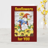 Carte GNOMES/SUNFLOWERS À VOTRE 70e ANNIVERSAIRE (Fleur jaune)