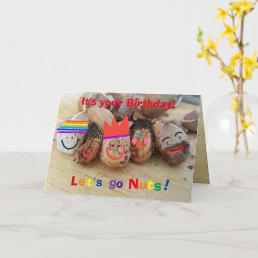 Carte Go Nuts It's Your Birthday ! - Fun Birthday Card (Fleur jaune)