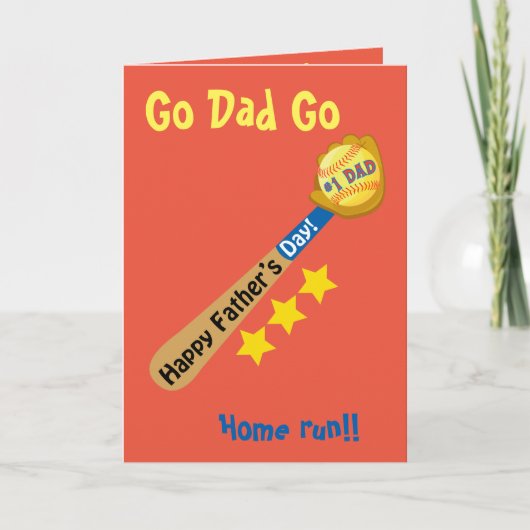 Carte Go Papa Go Happy Fête des pères Baseball homerun (Devant)