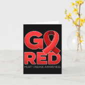 Carte Go Red Heart Disease Awareness Red Ribbon Survivor (Fleur jaune)