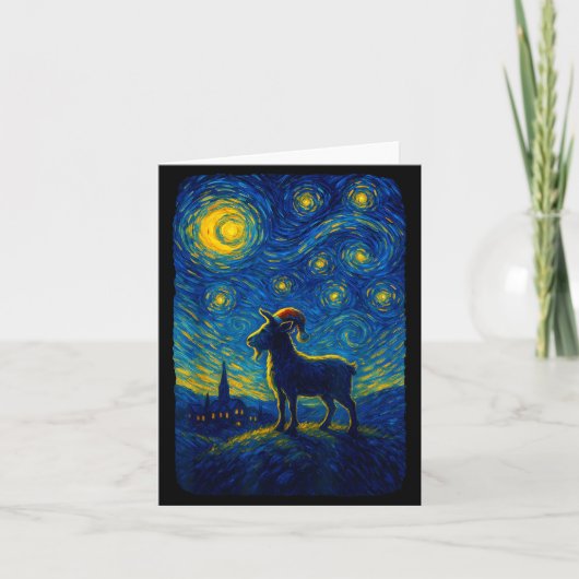 Carte Goat Lover Santa Hat Christmas Starry Cute Night V (Devant)