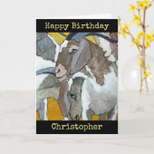 Carte Goats Personalised Happy Birthday Art Card (Fleur jaune)