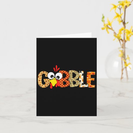 Carte Gobble Till You Wobble Cool Turkey Thanksgiving Go (Fleur jaune)
