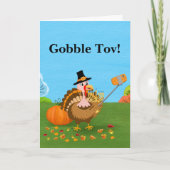 Carte Gobble Tov! Dinde prenant un selfie avec Menorah (Devant)