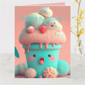 Carte Gobelet de glace Kawaii (Fleur jaune)