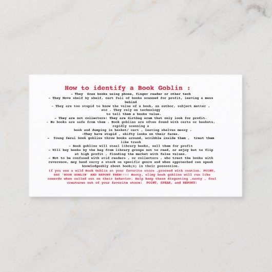 Carte Goblin Book (Dos)