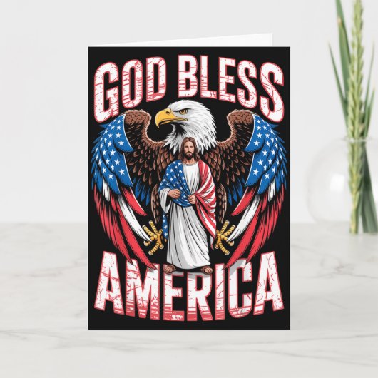 Carte God Bless America Flag Jesus Christian Eagle Patri (Devant)
