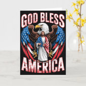 Carte God Bless America Flag Jesus Christian Eagle Patri (Fleur jaune)