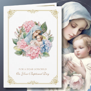 Carte Godchild Baptême Christening Godparents Floral